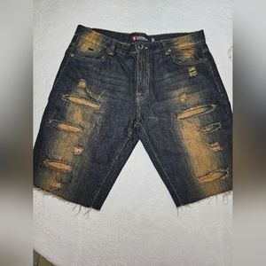 Southpole Vintage Ripped Dark Washes Jean Shorts Mens 36